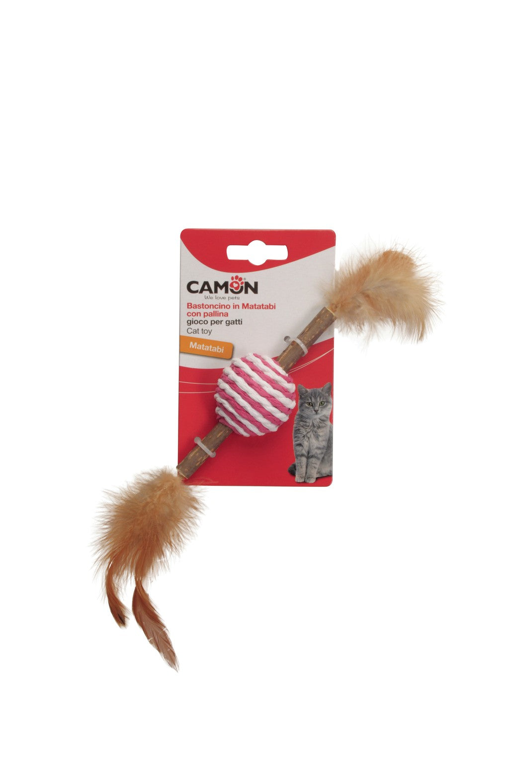 Camon Gioco per gatti - Bastoncino in Matatabi con Pallina e Piume Camon Gioco per gatti - Bastoncino in Matatabi con Pallina e Piume